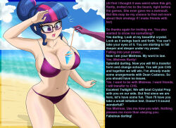 beach breasts caption cogbrony empty_eyes equestria_girls female_only femdom femsub glasses gloves huge_breasts manip misterman4_(manipper) my_little_pony opera_gloves pendulum straight-cut_bangs swimsuit text twilight_sparkle western rating:Questionable score:94 user:MisterMan4