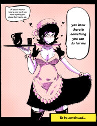 black_hair blush breasts comic female_only femsub jaisen_rei maid monochrome original short_hair solo text tray rating:Questionable score:123 user:Mattlau04