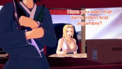 aware black_hair blonde_hair breasts brown_eyes clothed dialogue dogdog english_text female_only naruto_(series) shizune text tsunade rating:Safe score:0 user:Bootyhunter69