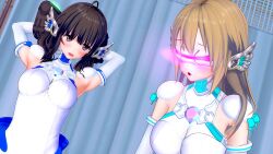 3d absurdres ahoge armpits arms_above_head black_hair blonde_hair blush breasts brown_eyes chihaya_(koimin4) corruption female_only femsub gloves glowing hair_ornament jewelry koikatsu! koimin4 large_breasts leotard long_hair multiple_girls naomi_(koimin4) open_mouth opera_gloves phantom_hand ribbon shoulder_pads tears tech_control twintails visor rating:Questionable score:4 user:VortexMaster
