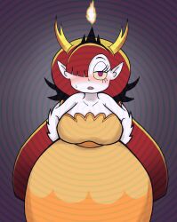  angry blush clothed fangs female_only femsub hekapoo horns kanrikokka looking_at_viewer open_mouth red_hair solo spiral_eyes star_vs_the_forces_of_evil  rating:questionable score: user:plsignore