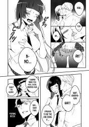 black_hair breasts comic drool hard_translated kissing long_hair marialite monochrome school_uniform tagme text translated rating:Questionable score:6 user:L12@