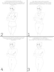 absurdres bottomless breasts comic empty_eyes erect_nipples expressionless femsub greyscale happy_trance heart heart_eyes lineart me4x mind_break monochrome navel_piercing nipple_piercing nude office_lady original piercing ponytail spiral_eyes symbol_in_eyes text topless underwear rating:questionable score: user:me4x