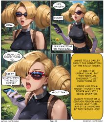 ai_art annie_(pokemon) blonde_hair devianbar dialogue glasses large_breasts nintendo oakley pokemon team_hypno team_rocket text rating:Questionable score:2 user:Proyecto38