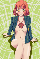 blush bottomless breasts empty_eyes female_only femsub happy_trance haruka_nanami large_breasts manip open_clothes red_hair short_hair solo uta_no_prince-sama yuzupon rating:questionable score: user:hypno