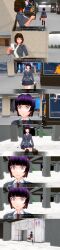 3d absurdres black_hair breasts brown_hair comic crossed_eyes custom_maid_3d_2 dialogue earrings empty_eyes expressionless female_only femsub jewelry kamen_writer_mc large_breasts purple_eyes school_uniform screenshot tech_control text translated rating:Questionable score:8 user:Fushigiball