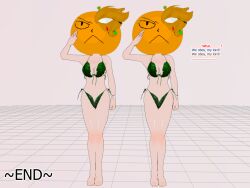 3d_custom_girl bikini henshin-san humor multiple_girls multiple_subs saluting simple_background text rating:Questionable score:5 user:RayX