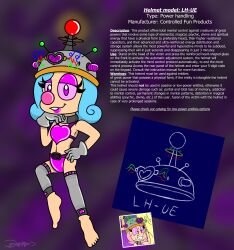 absurdres barefoot blue_hair collar danielstudios female_only femdom genie happy_trance heart helmet lipstick loli original pink_eyes ribon_(danielstudios) short_hair smile tech_control rating:questionable score: user:danielstudios