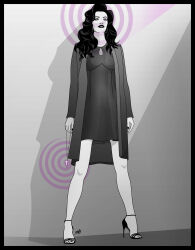 blissfulink clothed crystal earrings female_only greyscale high_heels hypnotic_accessory jewelry long_hair original pale_skin solo sonia_(blissfulink) rating:questionable score: user:sleepyhead97