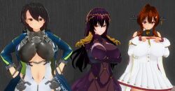 3d black_hair bodysuit breasts brown_eyes brown_hair cape character_request custom_maid_3d_2 fate/grand_order fate_(series) femsub green_eyes hair_ornament hat hidoi_koto_suru_man huge_breasts kantai_collection long_hair looking_at_viewer multiple_girls navel ponytail purple_hair red_eyes scathach_(fate/grand_order) short_hair skirt yamato_(kantai_collection) rating:Safe score:14 user:VortexMaster