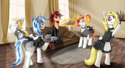  animals_only female_only femdom femsub furry happy_trance horse magic maid multiple_girls multiple_subs my_little_pony panties shamziwhite short_hair smile spiral_eyes symbol_in_eyes tray underwear  rating:questionable score: user:plsignore