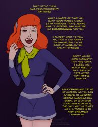 awmbh daphne_blake failed_hypnosis female_only femsub hand_on_hip humiliation laughing long_hair maledom open_mouth orange_hair pov pov_dom scooby-doo_(series) solo text western rating:Safe score:61 user:AWMBH