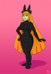 black_skin blossom blueumbra bottomless breasts corruption crossover erect_nipples evil_smile female_only femsub green_skin large_breasts living_costume long_hair nude powerpuff_girls red_hair samurai_jack smile topless transformation rating:Explicit score:17 user:Grim