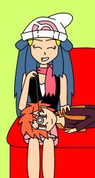  blue_hair dawn female_only femsub happy_trance hat laprasking long_hair nintendo pendulum pokemon pokemon_(anime) pokemon_diamond_pearl_and_platinum short_hair zoey_(pokemon)  rating:safe score: user:alk