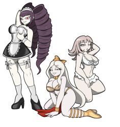  arms_above_head bare_legs bikini black_hair blonde_hair bow breast_fondling breast_grab breasts celestia_ludenberg chaoscroc chiaki_nanami cleavage dangan_ronpa drill_hair evil_smile female_only femsub hand_on_head happy_trance harem_outfit heavy_eyelids high_heels holding_breasts kneeling long_hair looking_at_viewer maid maid_headdress multiple_girls multiple_subs navel open_mouth posing red_eyes short_hair smile socks sonia_nevermind standing super_dangan_ronpa_2 transparent_background twintails very_long_hair  rating:questionable score: user:sonicfan150