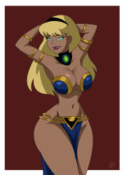blonde_hair blue_eyes breasts choker cleavage collar dancer dancing dc_comics femsub ghostlessm harem_outfit jewelry large_breasts loincloth long_hair spiral_eyes super_hero supergirl superman_(series) thick_thighs western rating:Questionable score:223 user:evilpoints