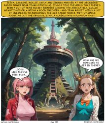 ai_art brown_hair devianbar dialogue jasmine large_breasts long_hair mollie_(pokemon) nintendo pink_hair pokemon short_hair team_hypno text rating:Safe score:2 user:Proyecto38