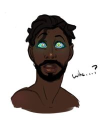  beard dark_skin dazed dialogue dreadlocks kaa_eyes male_only malesub open_mouth scalesandspirals solo  rating:safe score: user:sleepyboi32