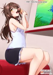 breasts brown_hair female_only femsub ice_cream long_hair mikan_yuuki open_mouth sitting skirt small_breasts solo text to_love_ru tongue tongue_out vahn_yourdoom yellow_eyes rating:Safe score:48 user:vahn_yourdoom