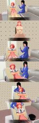 3d black_hair custom_maid_3d_2 lolislove mother_and_daughter pink_eyes pink_hair red_eyes sitting text rating:Safe score:7 user:tuyubxdxd