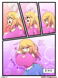 ass ass_expansion bimbofication blonde_hair breast_expansion breasts comic female_only femsub ghost huge_breasts large_breasts original possession text thegxjudgement thighhighs rating:Explicit score:95 user:a_anon264252