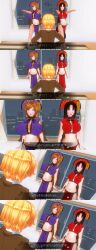 3d absurdres black_hair blue_eyes breasts cleavage comic costume custom_maid_3d_2 dialogue femsub halloween izumi_(made_to_order) kamen_writer_mc large_breasts makeup midriff multiple_girls multiple_subs orange_eyes orange_hair pink_lipstick purple_lipstick rika_(made_to_order) ring_eyes standing standing_at_attention tech_control text translated zombie_walk rating:Questionable score:8 user:Fushigiball