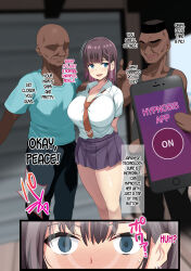 before_and_after blue_eyes blush breast_milk_party_without_borders breasts cell_phone collarbone comic dark_skin empty_eyes femsub hard_translated huge_breasts long_hair maledom multiple_boys natsuki_mei noripachi phone purple_hair school_uniform skirt tech_control text translated rating:Questionable score:68 user:AlphaSmart