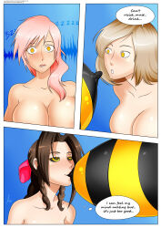 absurdres aerith_gainsborough ashelia_b'nargin_dalmasca bee_girl bee_suit black_hair black_sclera bottomless breasts brown_hair bug_girl cleavage comic empty_eyes english_text female_only femdom femsub final_fantasy final_fantasy_vii final_fantasy_xii final_fantasy_xiii happy_trance hypnotic_audio hypnotic_food large_breasts lightning_farron long_hair multiple_girls nude oo_sebastian_oo pink_hair ring_eyes short_hair smile speech_bubble surprised text topless rating:Questionable score:344 user:Roxa