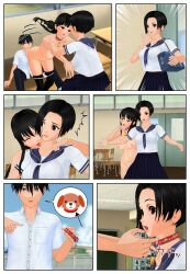 3d black_hair blush bottomless breasts collar comic empty_eyes femsub hypnotic_accessory kuraki licking long_hair maledom nude original panties pet_play school_uniform short_hair thighhighs topless underwear rating:Questionable score:23 user:LillyTank