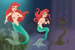 ariel before_and_after bottomless breasts disney female_only femsub fish_girl happy_trance humor magic mermaid nude princess red_hair ring_eyes ryan_rabbat solo the_little_mermaid topless transformation rating:Explicit score:13 user:mariosonicfan