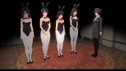  3d animated animated_gif bunnysuit cuffs custom_maid_3d_2 eye_roll female_only femsub h-c-m happy_trance long_hair multiple_girls multiple_subs short_hair sleep_command  rating:questionable score: user:h-c-m