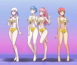 barefoot blue_hair blush cleavage dancing empty_eyes female_only femsub fire_emblem fire_emblem_three_houses hair_band hair_ornament hand_on_hip happy_trance harem_outfit heart_eyes hilda_valentine_goneril large_breasts leonie_pinelli looking_at_viewer lysithea_von_ordelia marianne_von_edmund micro_bikini multiple_girls multiple_subs navel nintendo orange_hair pink_hair ponytail shinzu short_hair smile symbol_in_eyes white_hair yellow_eyes rating:Questionable score:37 user:AetherMage