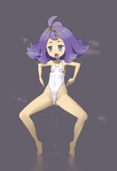 acerola_(pokemon) artist_request barefoot breasts cameltoe empty_eyes female_only haigure large_breasts leotard nintendo open_mouth pokemon pokemon_sun_and_moon purple_hair pussy_juice see-through small_breasts solo spread_legs squatting rating:Questionable score:4 user:Sleepyhead97
