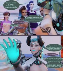 3d blue_hair breasts brown_hair comic d.va dazed dialogue evil_smile expressionless female_only femdom femsub gloves horns hypnotic_accessory mercy multiple_girls multiple_subs nipples nude open_clothes open_mouth overwatch resisting smile sombra_(overwatch) spllcstr tech_control text topless widowmaker rating:Explicit score:78 user:Spllcstr