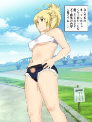 blonde_hair cacaodecocoa fate/apocrypha fate_(series) femsub green_eyes mordred_(fate) pregnant text translation_request rating:questionable score: user:mattlau04