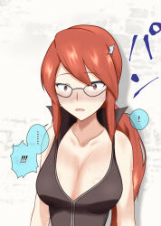 blush bondage cleavage dialogue drool female_only femsub glasses lorelei na_shacho nintendo pokemon pokemon_firered_and_leafgreen red_hair solo surprised text translated trigger rating:Questionable score:15 user:MicroUI