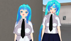 3d 3d_custom_girl blue_eyes blue_hair femsub long_hair multiple_girls original parasite symbol_in_eyes tongue tongue_out rating:Questionable score:11 user:Sleepyhead97