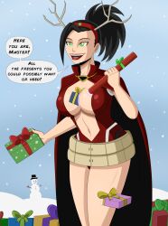 black_hair breasts cleavage female_only femsub green_eyes happy_trance large_breasts momo_yaoyorozu my_hero_academia polmanning ponytail red_eyes short_hair smile text rating:Questionable score:108 user:PolManning