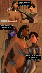 3d absurdres ass bodysuit bottomless breasts collar comic drone female_only graybot large_breasts nude overwatch pharah source_filmmaker supercasket tech_control text topless tracer visor widowmaker rating:Questionable score:63 user:Drex_O