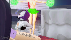 3d bottomless breasts censored cheerleader choker closed_eyes cum cum_in_mouth cum_on_body cum_on_face dc_comics dialogue dogdog english_text femsub goth grey_skin maledom multiple_girls multiple_subs nipples nude paizuri penis purple_hair raven skirt starfire text topless rating:Explicit score:3 user:Bootyhunter69