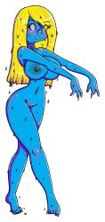 1nnocenttazlet absurdres blonde_hair blue_skin blush bottomless breasts discolored_nipples erect_nipples femsub large_breasts smurfette spiral_eyes symbol_in_eyes the_smurfs topless zombie_walk rating:Questionable score:59 user:daveyboysmith9