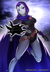 breasts dc_comics grey_skin haryudanto magic purple_eyes purple_hair raven super_hero teen_titans rating:Questionable score:71 user:dkx45