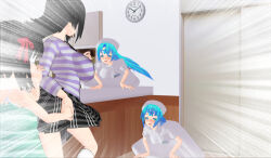 3d 3d_custom_girl blue_eyes blue_hair blush breasts femsub happy_trance hat large_breasts mother_and_daughter nurse original parasite symbol_in_eyes rating:Questionable score:5 user:Sleepyhead97