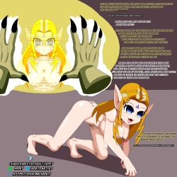 before_and_after elf_ears empty_eyes femsub idpet long_hair monkey_pose nintendo nude pet_play princess_zelda text the_legend_of_zelda rating:Explicit score:11 user:IDPet