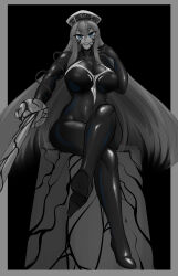 akame_ga_kill! alien alternate_costume alternate_hair_color androgynous_dom blue_eyes breasts corruption crossed_legs crossover dominatrix esdeath femsub grey_hair happy_trance hat high_heels large_breasts living_costume long_hair looking_at_viewer marvel_comics parasite possession rikatsuky sitting slime smile spider-man_(series) sword symbiote tentacles tight_clothing venom_(marvel) weapon rating:Explicit score:19 user:AngryMan