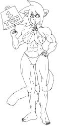 animal_ears breasts collar empty_eyes expressionless female_only femsub greyscale hand_on_hip large_breasts monochrome muscle_girl short_hair solo standing standing_at_attention zombifier rating:Questionable score:5 user:hypno