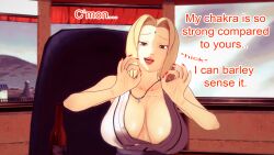 aware blonde_hair breasts brown_eyes clothed dialogue dogdog english_text female_only naruto_(series) necklace solo text tsunade rating:Safe score:1 user:Bootyhunter69