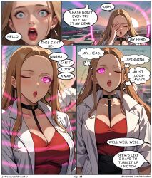 ai_art blonde_hair devianbar dialogue empty_eyes femsub large_breasts nintendo oleana_(pokemon) pokemon spiral_eyes team_hypno text rating:Safe score:4 user:Proyecto38