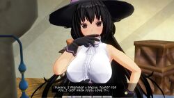 3d absurdres black_eyes black_hair custom_maid_3d_2 hard_translated long_hair swallow774 witch witch_hat rating:Safe score:3 user:Amazingbrahjr