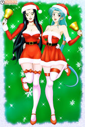 absurdres black_hair blue_hair bow breasts christmas cleavage empty_eyes female_only femsub funaho_masaki_jurai happy_trance hat large_breasts long_hair milf misaki_masaki_jurai multiple_girls pink_eyes ribbon santa_hat tenchi_muyo! tenzen thighhighs twintails yellow_eyes rating:Questionable score:55 user:daveyboysmith9